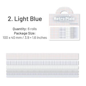 basic plaid washi decorative tape 6 rolls sku 2