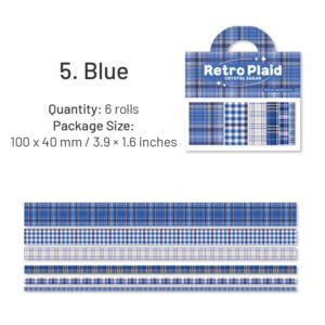 basic plaid washi decorative tape 6 rolls sku 5
