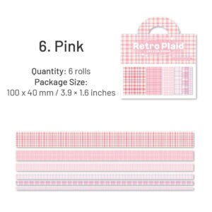 basic plaid washi decorative tape 6 rolls sku 6