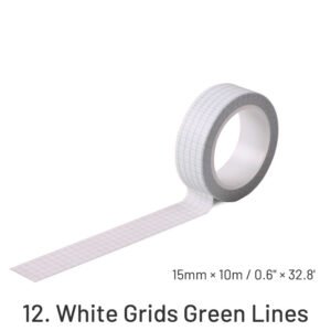 basic solid color grid washi tape sku 12