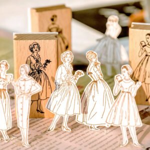 beauties in old dreams retro characters wooden rubber stamp b