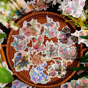 beautiful dream flowers and animals stickers birds butterflies rabbits deers b2