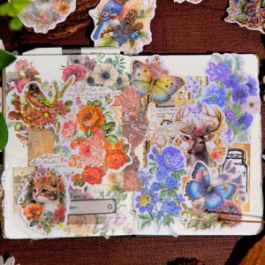 beautiful dream flowers and animals stickers birds butterflies rabbits deers b7