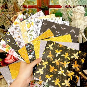 bee lemon scrapbook background paper b2