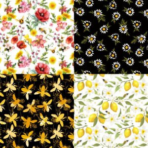 bee lemon scrapbook background paper c2