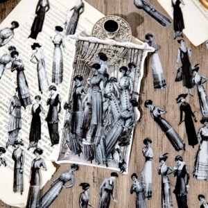 belle epoque series black and white retro characters pet sticker pack b2