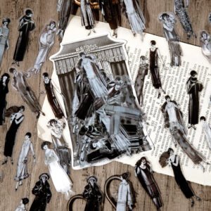 belle epoque series black and white retro characters pet sticker pack b4