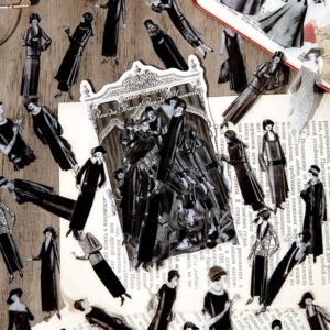 belle epoque series black and white retro characters pet sticker pack b5