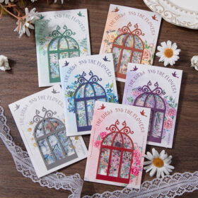 Birds and Blossoms Holographic Hot Stamping Clear Transparent Stickers