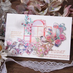birds and blossoms holographic hot stamping pet stickers b3
