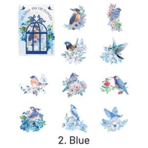 birds and blossoms holographic hot stamping pet stickers sku 2