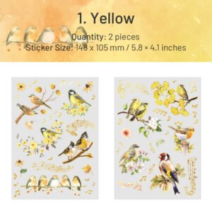 birds blossoms and music hot stamping pet sticker sheet sku 1