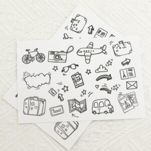 black white cartoon traveling graffiti sticker 3