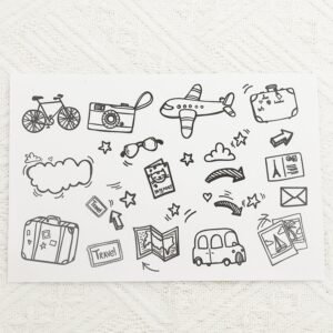 black white cartoon traveling graffiti sticker 6