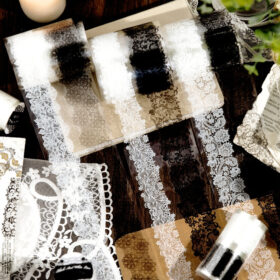 Black & White Lace Decorative Clear Transparent Tape