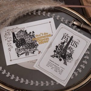 black and white scrapbook paper text manuscript butterfly note musical flower b4
