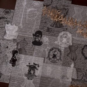 black and white scrapbook paper text manuscript butterfly note musical flower b5