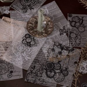 black and white scrapbook paper text manuscript butterfly note musical flower b6