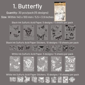 black and white scrapbook paper text manuscript butterfly note musical flower sku 1