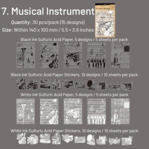 black and white scrapbook paper text manuscript butterfly note musical flower sku 7