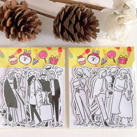 Black & White Cartoon Girl Adhesive Sticker