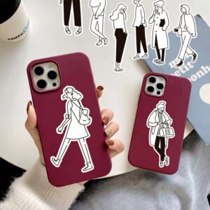 black and white simple girl sticker b4