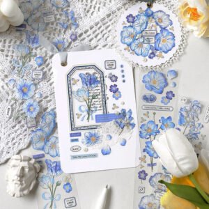blooming flower clear pet sticker b1