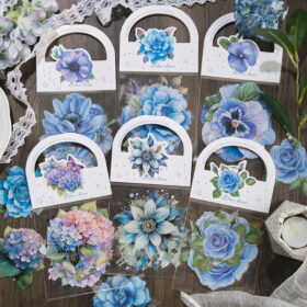 Blue Flower and Plant Laser Clear Transparent Sticker