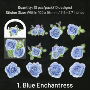 blue flower and plant laser pet sticker sku 1