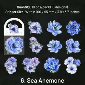 blue flower and plant laser pet sticker sku 6