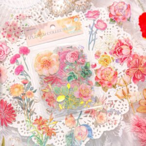 botanical floral gold foil pvc stickers b6