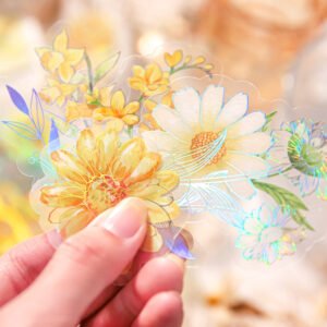 botanical floral gold foil pvc stickers c2