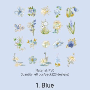 botanical floral gold foil pvc stickers sku 1