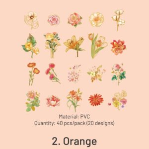 botanical floral gold foil pvc stickers sku 2