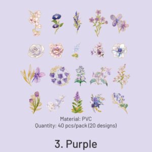 botanical floral gold foil pvc stickers sku 3