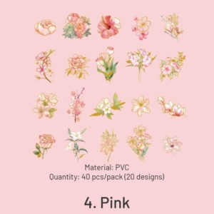 botanical floral gold foil pvc stickers sku 4