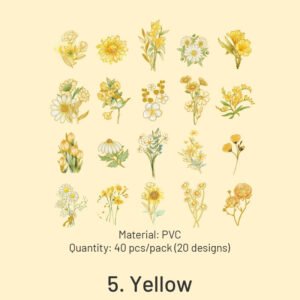 botanical floral gold foil pvc stickers sku 5