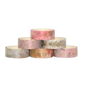 botanical nature theme foil stamped washi tape set 6 rolls b5