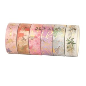 botanical nature theme foil stamped washi tape set 6 rolls c