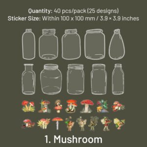 bottle pet stickers mushroom tulip daisy flower rose butterfly hydrangea leaf sku 1