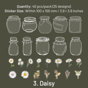 bottle pet stickers mushroom tulip daisy flower rose butterfly hydrangea leaf sku 3