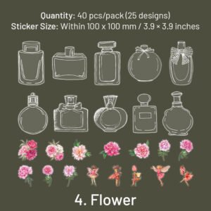 bottle pet stickers mushroom tulip daisy flower rose butterfly hydrangea leaf sku 4