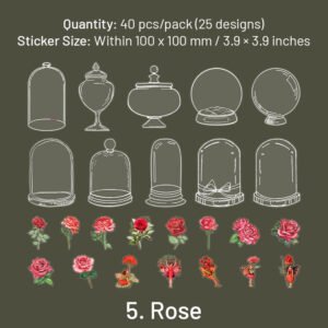 bottle pet stickers mushroom tulip daisy flower rose butterfly hydrangea leaf sku 5