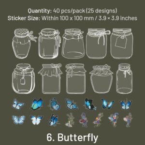 bottle pet stickers mushroom tulip daisy flower rose butterfly hydrangea leaf sku 6