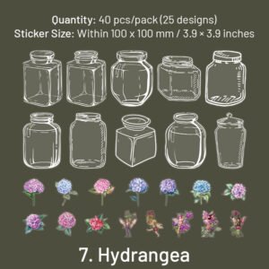 bottle pet stickers mushroom tulip daisy flower rose butterfly hydrangea leaf sku 7