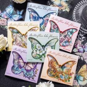 Butterflies in a Garden of Flowers Clear Transparent Stickers