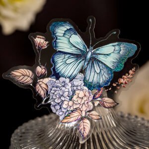 butterflies in a garden of flowers pet stickers b2