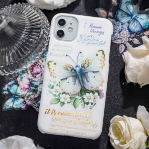 butterflies in a garden of flowers pet stickers b4