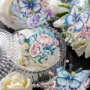 butterflies in a garden of flowers pet stickers b5