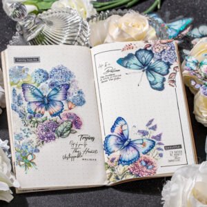 butterflies in a garden of flowers pet stickers b6
